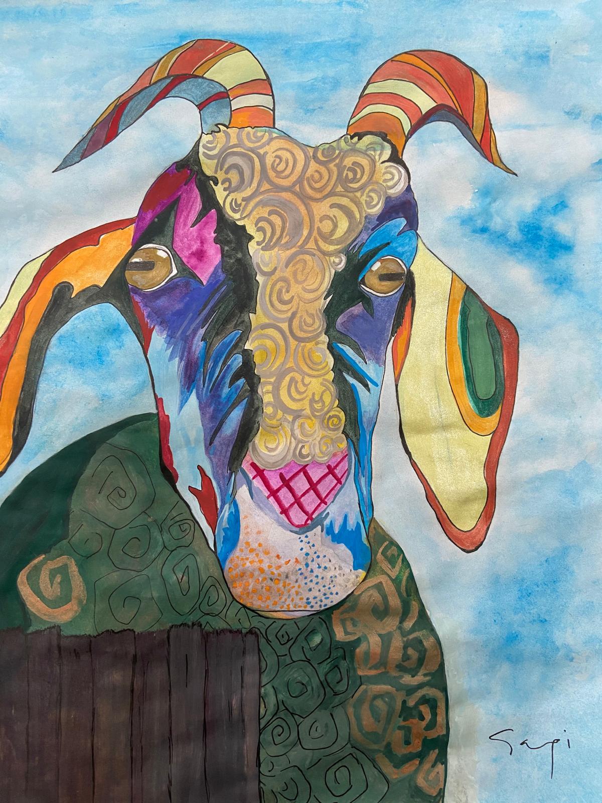 The Painted Goat — Watercolour & ink