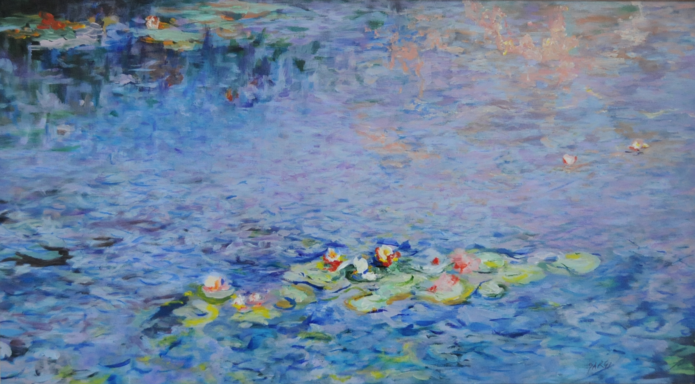 Water Lilies at Dusk — Acrylic on canvas