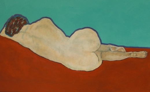 Repose in Vermilion — Acrylic on canvas